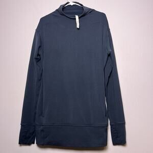 Lululemon Women size 8 Press Pause Mock Neck Pullover Sweatshirt Navy Pockets